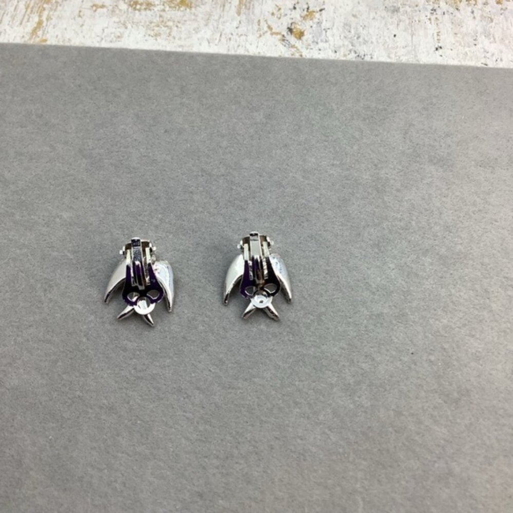 Vintage Swallow Marcasite clip earrings petite - Picture 5 of 5